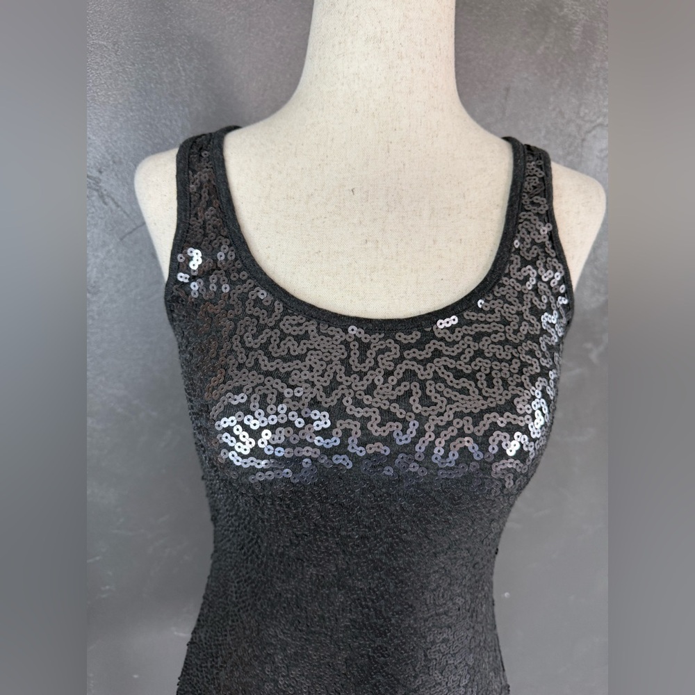 Old Navy Black Sequin Scoop Neck Tank Top